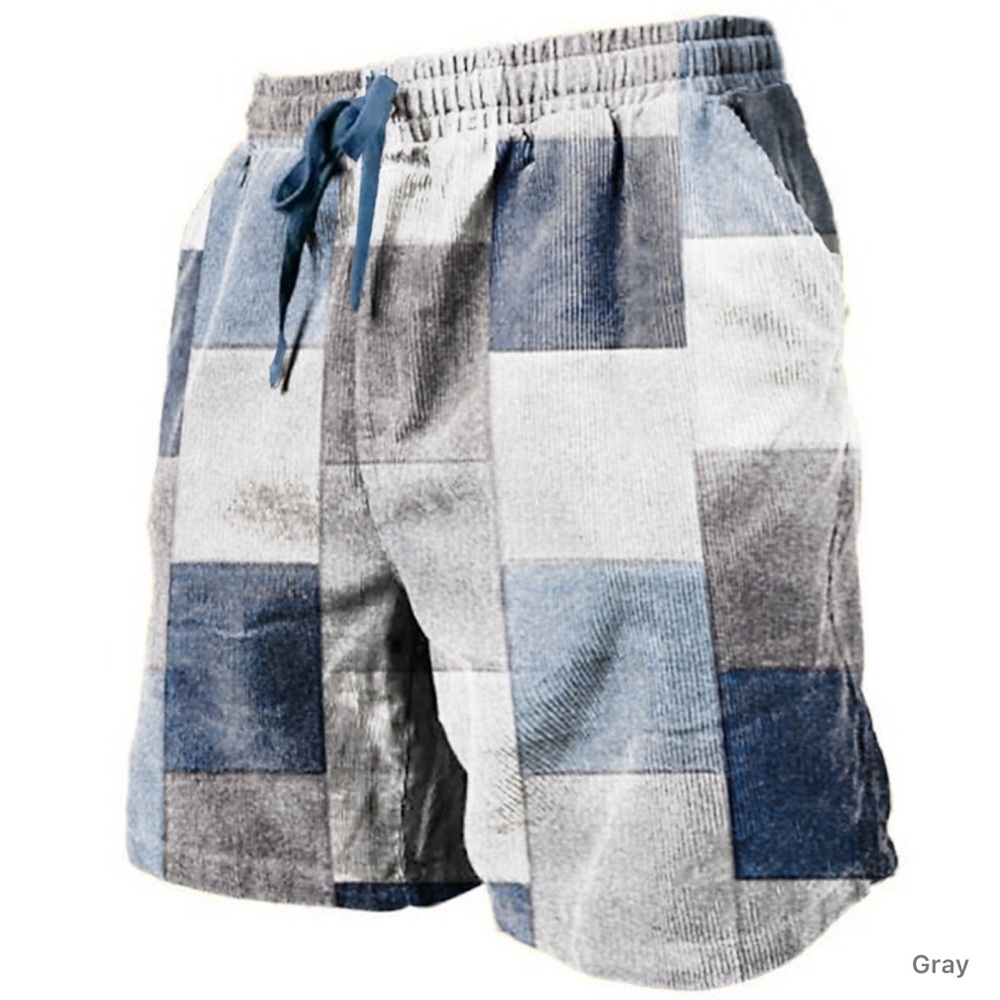 Men's Graphic Color Block Patchwork Shorts Summer Shorts Size 3XL